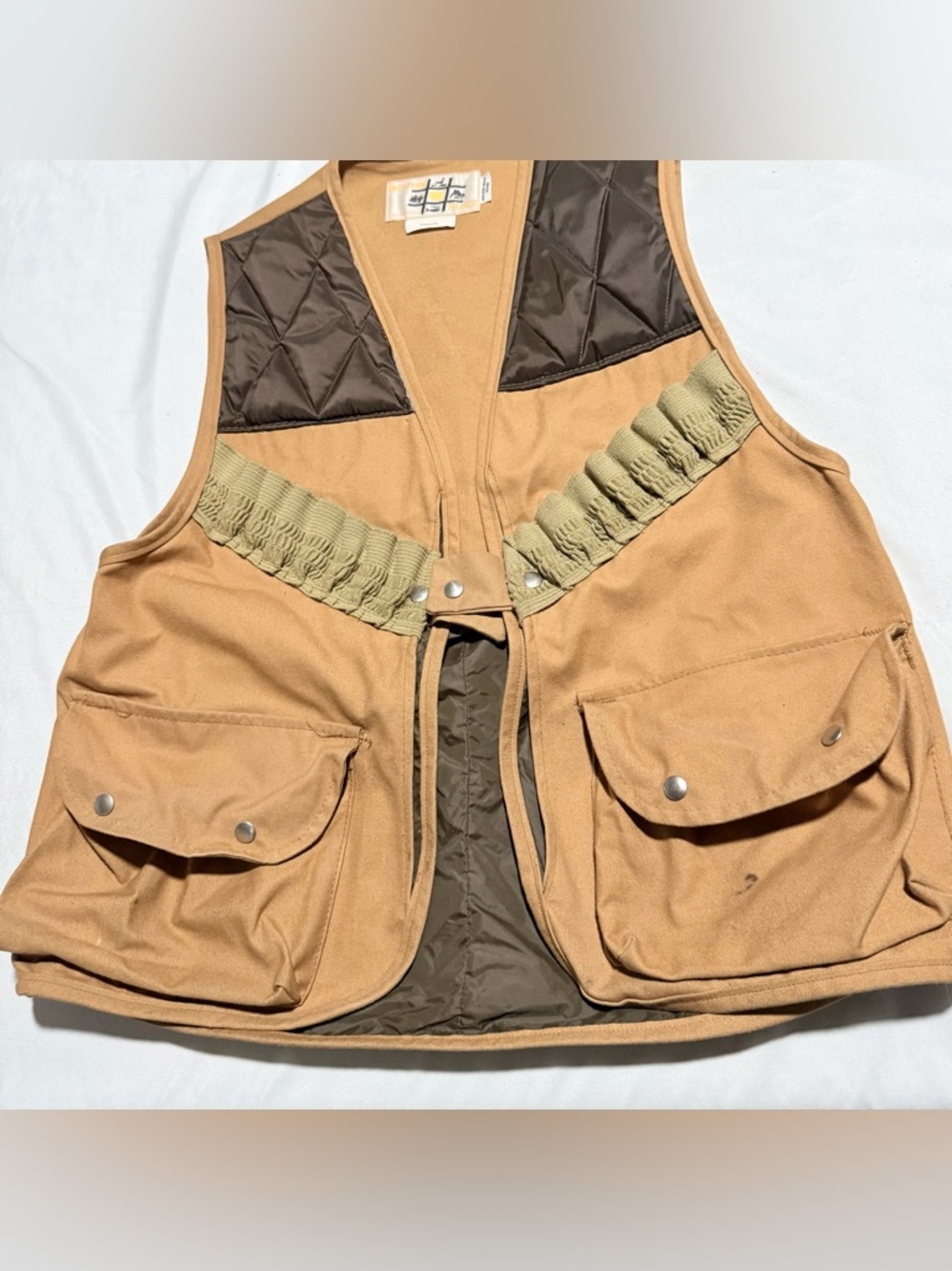 Vintage Western Trails Hunting Vest-Bend, Oregon Made. Brown tan Size Medium